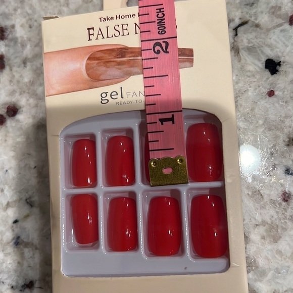 False press on nails RED, simple manicure, square shape nail. 24 pcs, NIB - Picture 5 of 5